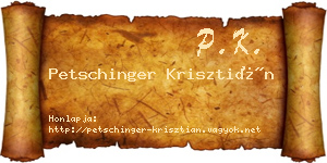 Petschinger Krisztián névjegykártya